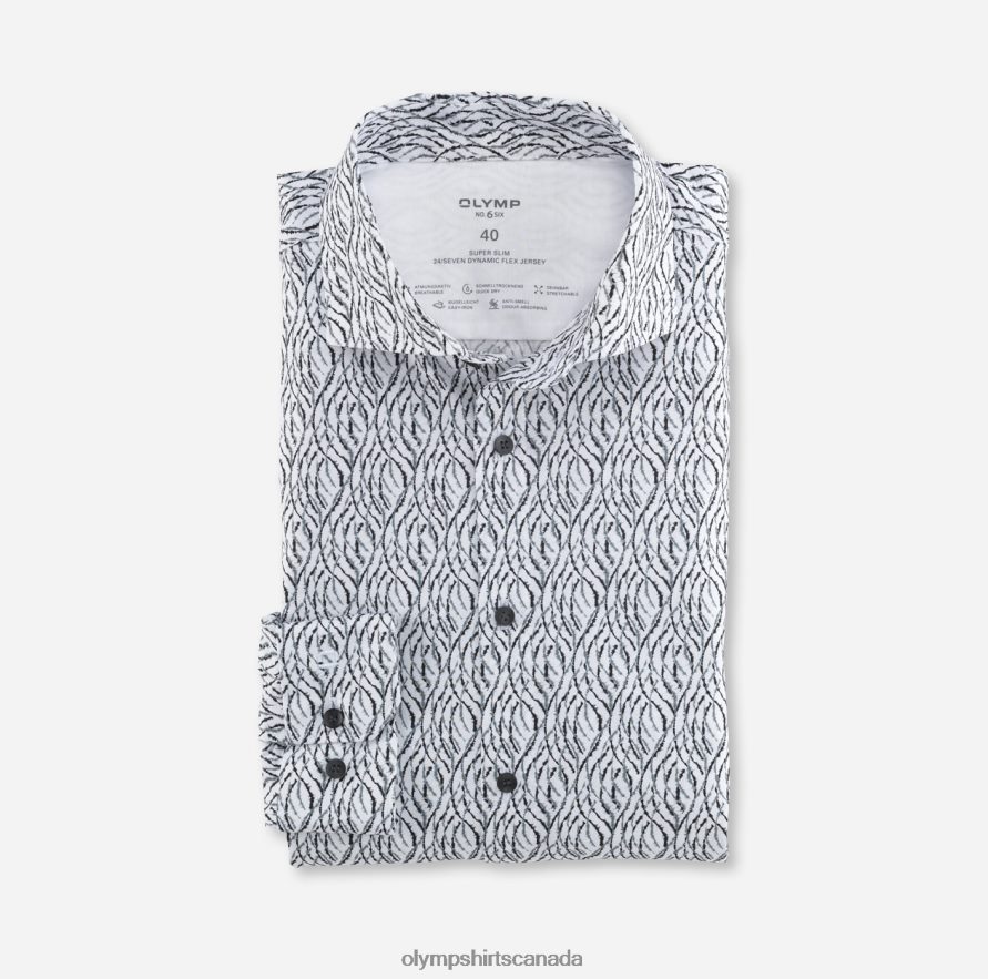 OLYMP No. Six 24/Seven Super Slim, Business Shirt, Kent, Silver Grey H2P42H240 Clothing