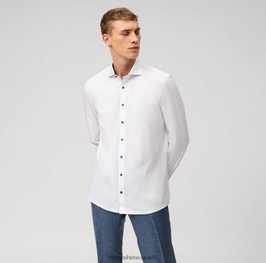 OLYMP No. Six 24/Seven Super Slim, Business Shirt, Kent, White H2P42H225 Clothing