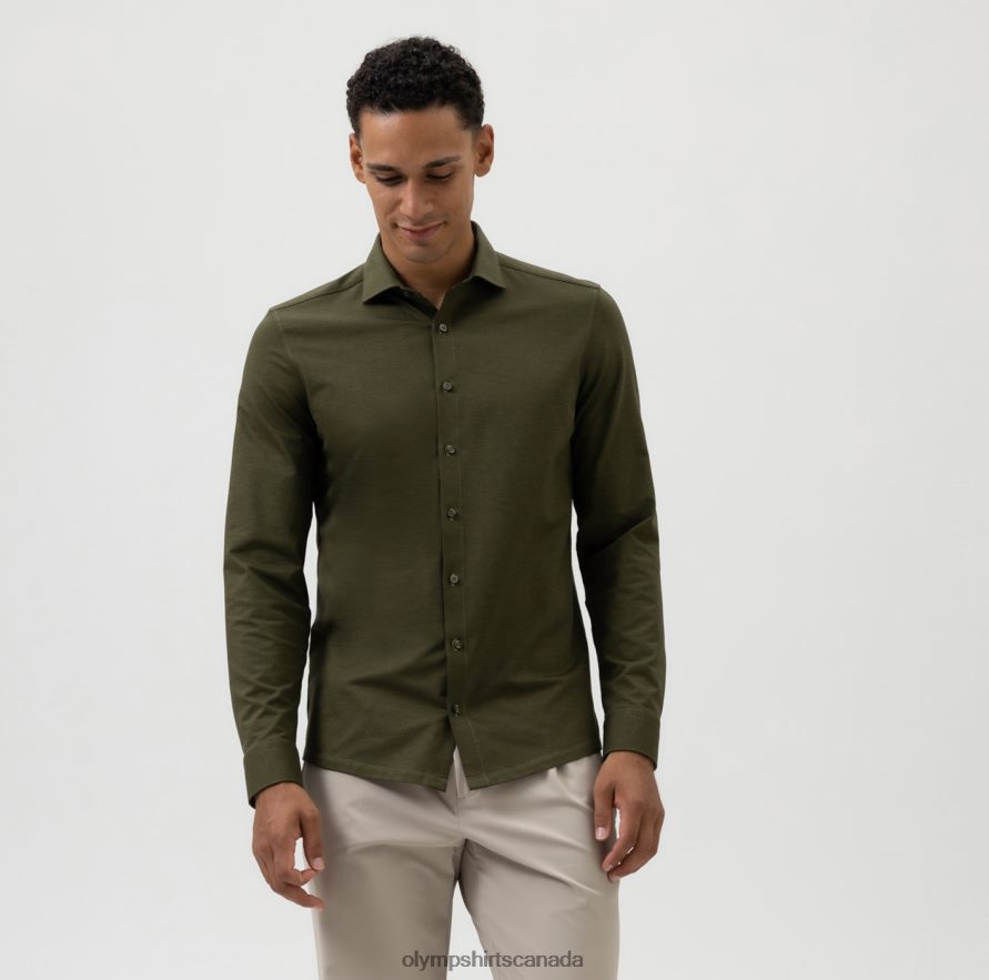 OLYMP No. Six 24/Seven Super Slim, Business Shirt, Long Sleeve Extra Long, Kent, Olive H2P42H336 Clothing