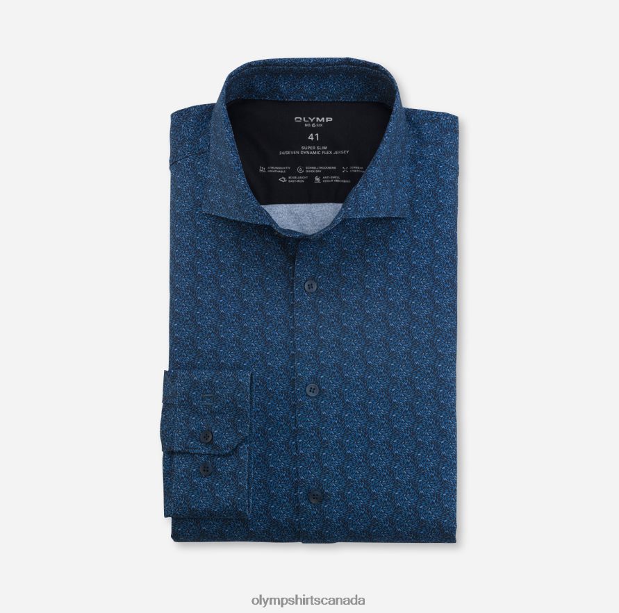 OLYMP No. Six 24/Seven Super Slim, Business Shirt, Long Sleeve Extra Long, Kent, Smoke Blue H2P42H333 Clothing