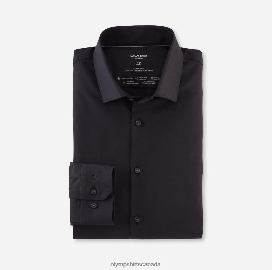OLYMP No. Six 24/Seven Super Slim, Business Shirt, Modern Kent, Black H2P42H61 Clothing
