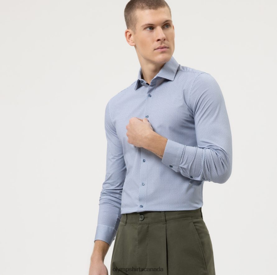 OLYMP No. Six 24/Seven Super Slim, Business Shirt, Modern Kent, Bleu H2P42H192 Clothing