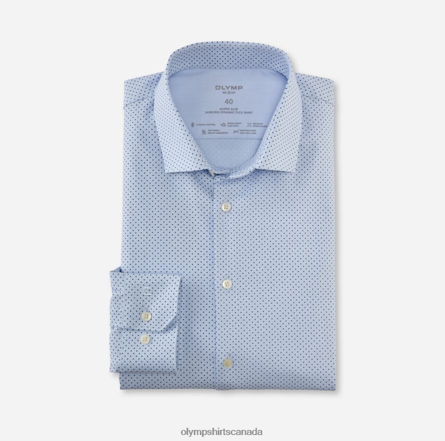 OLYMP No. Six 24/Seven Super Slim, Business Shirt, Modern Kent, Bleu H2P42H275 Clothing