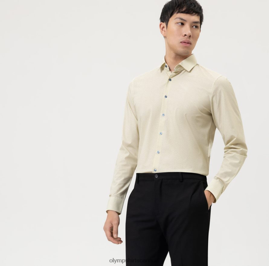 OLYMP No. Six 24/Seven Super Slim, Business Shirt, Modern Kent, Lime H2P42H137 Clothing