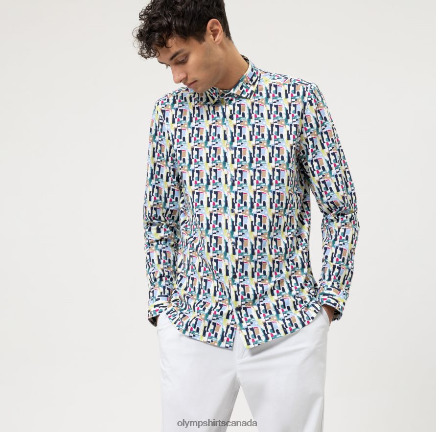 OLYMP No. Six 24/Seven Super Slim, Business Shirt, Modern Kent, Lime H2P42H168 Clothing