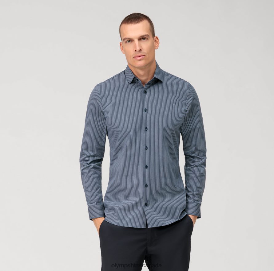 OLYMP No. Six 24/Seven Super Slim, Business Shirt, Modern Kent, Marine H2P42H120 Clothing
