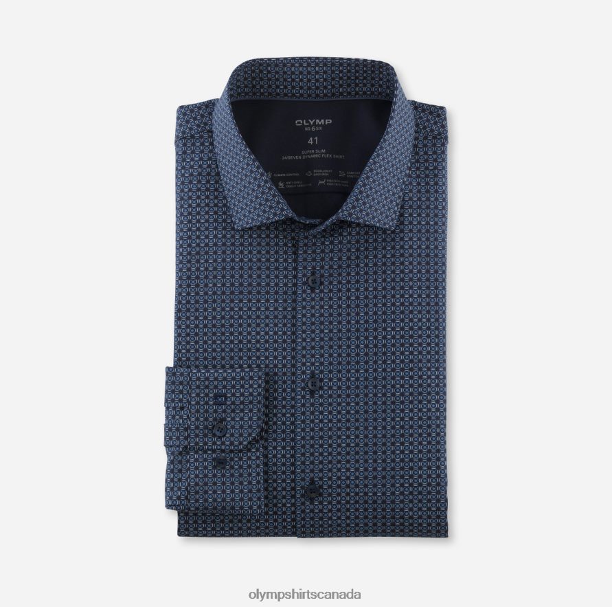 OLYMP No. Six 24/Seven Super Slim, Business Shirt, Modern Kent, Marine H2P42H64 Clothing