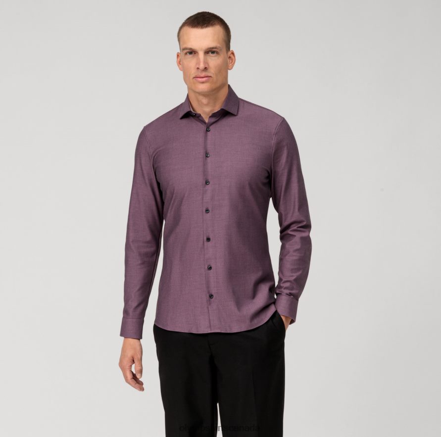OLYMP No. Six 24/Seven Super Slim, Business Shirt, Modern Kent, Mauve H2P42H81 Clothing