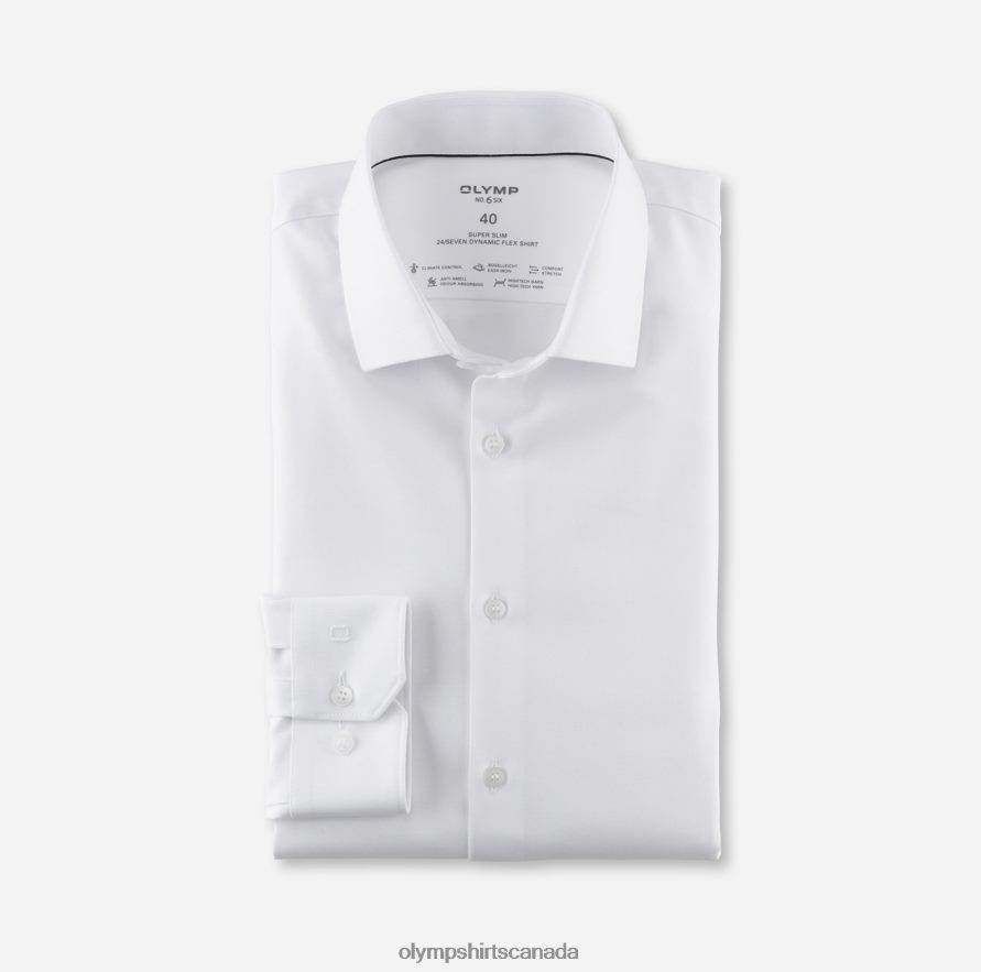 OLYMP No. Six 24/Seven Super Slim, Business Shirt, Modern Kent, White H2P42H126 Clothing