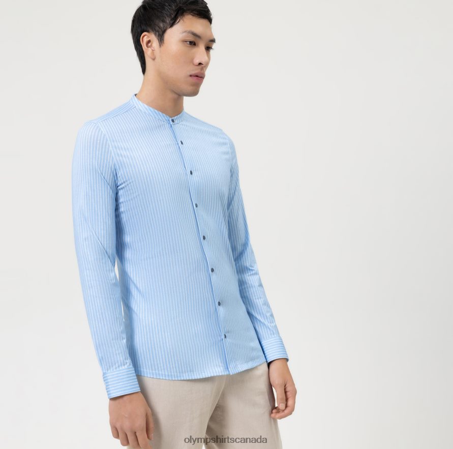 OLYMP No. Six 24/Seven Super Slim, Business Shirt, Stand-Up Collar, Bleu H2P42H11 Clothing