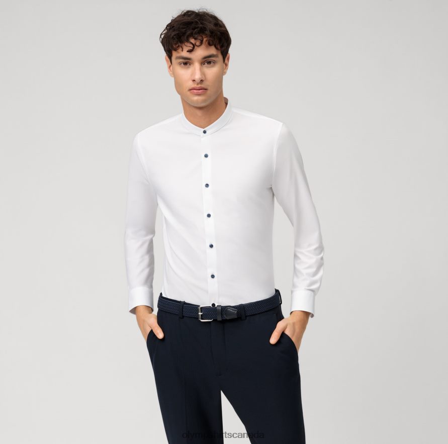 OLYMP No. Six 24/Seven Super Slim, Business Shirt, Stand-Up Collar, White H2P42H208 Clothing