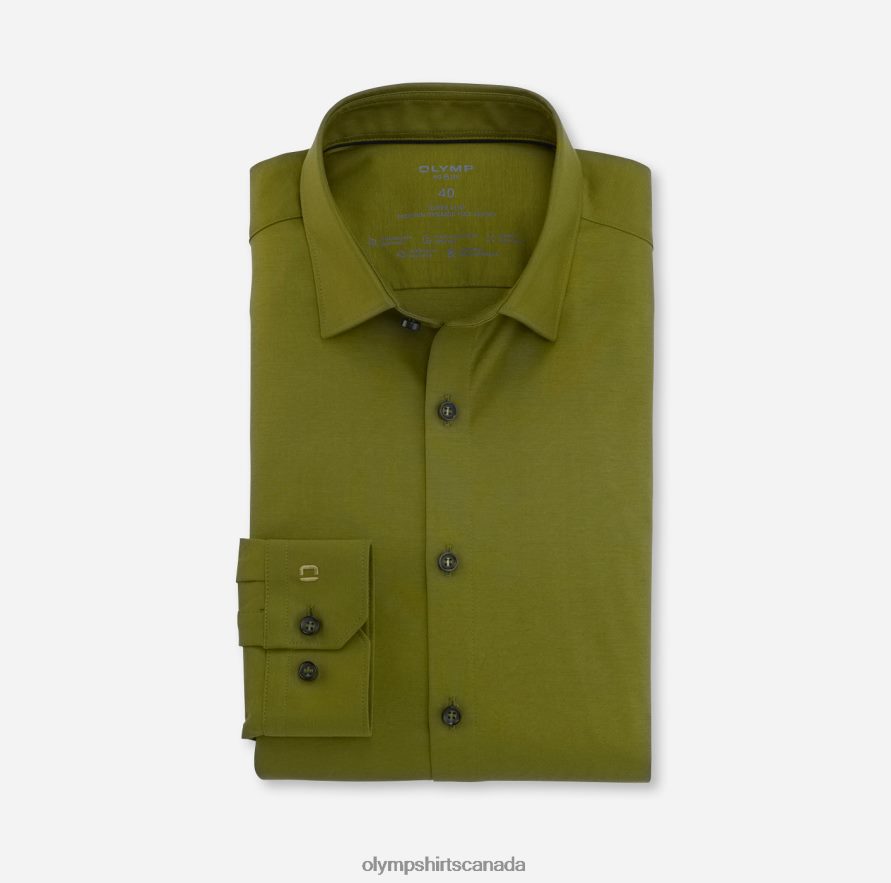 OLYMP No. Six 24/Seven Super Slim, Business Shirt, Urban Kent, Khaki H2P42H144 Clothing
