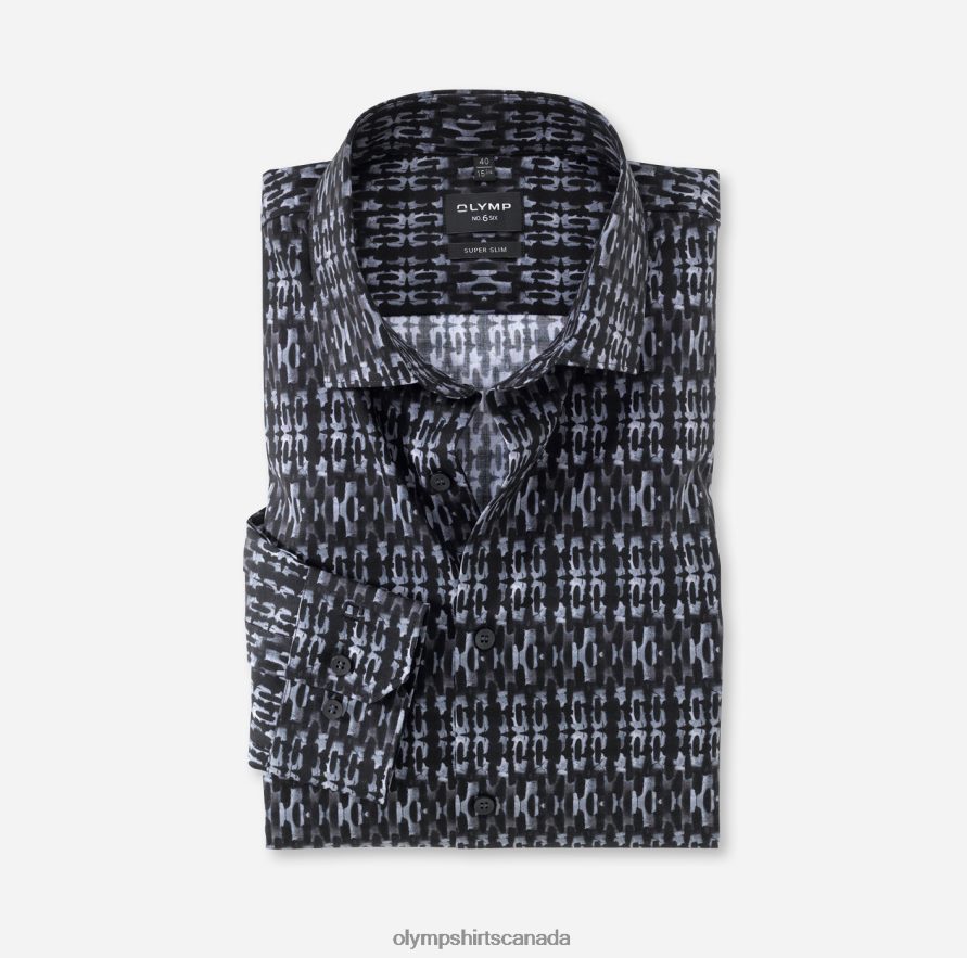 OLYMP No. Six Super Slim, Business Shirt, Modern Kent, Black H2P42H132 Clothing