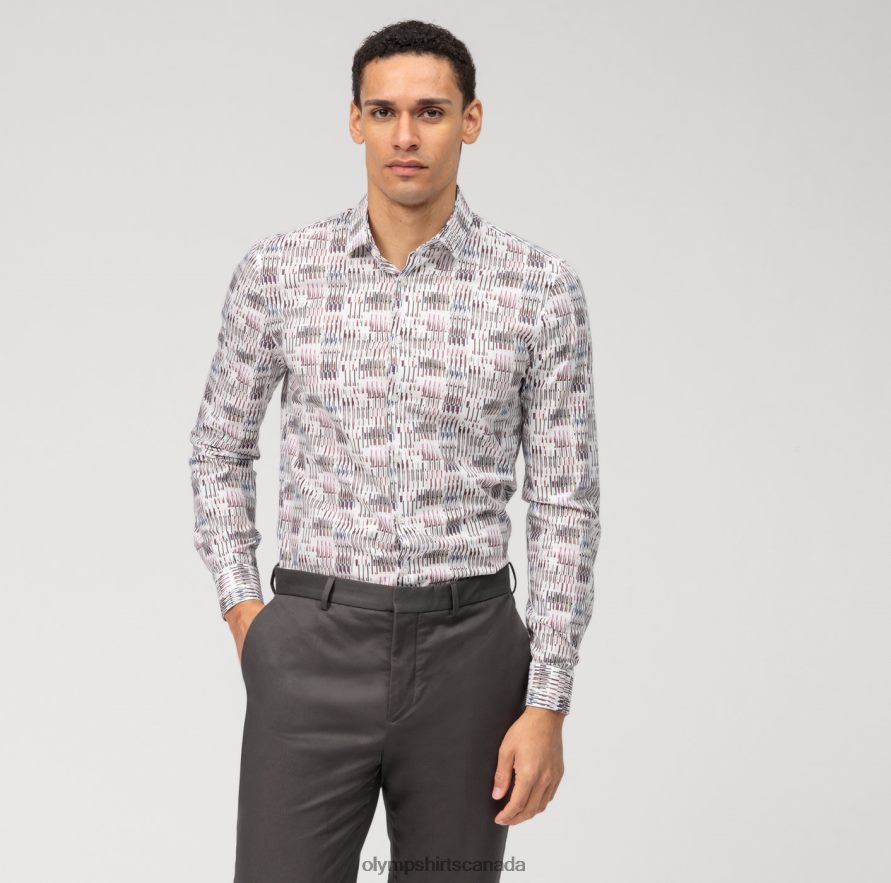 OLYMP No. Six Super Slim, Business Shirt, Modern Kent, Dark Red H2P42H247 Clothing