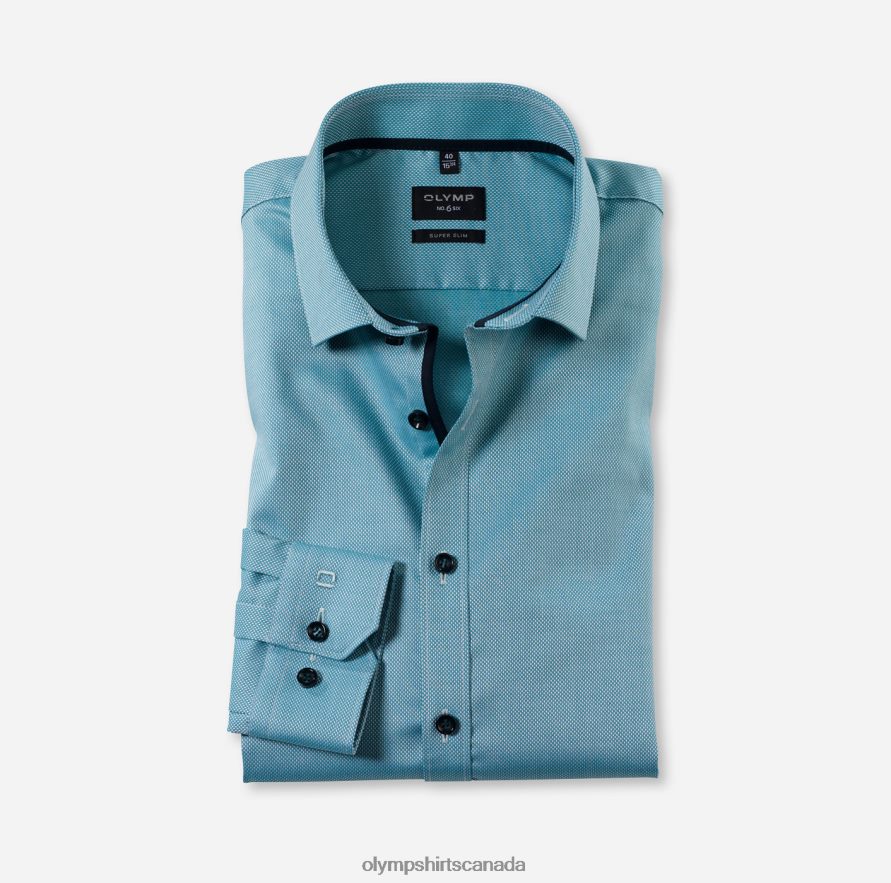 OLYMP No. Six Super Slim, Business Shirt, Modern Kent, Emerald H2P42H194 Clothing