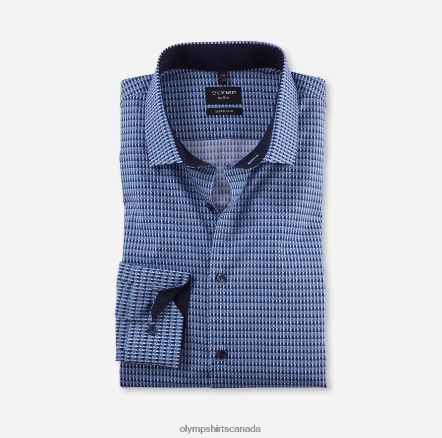 OLYMP No. Six Super Slim, Business Shirt, Modern Kent, Marine H2P42H60 Clothing