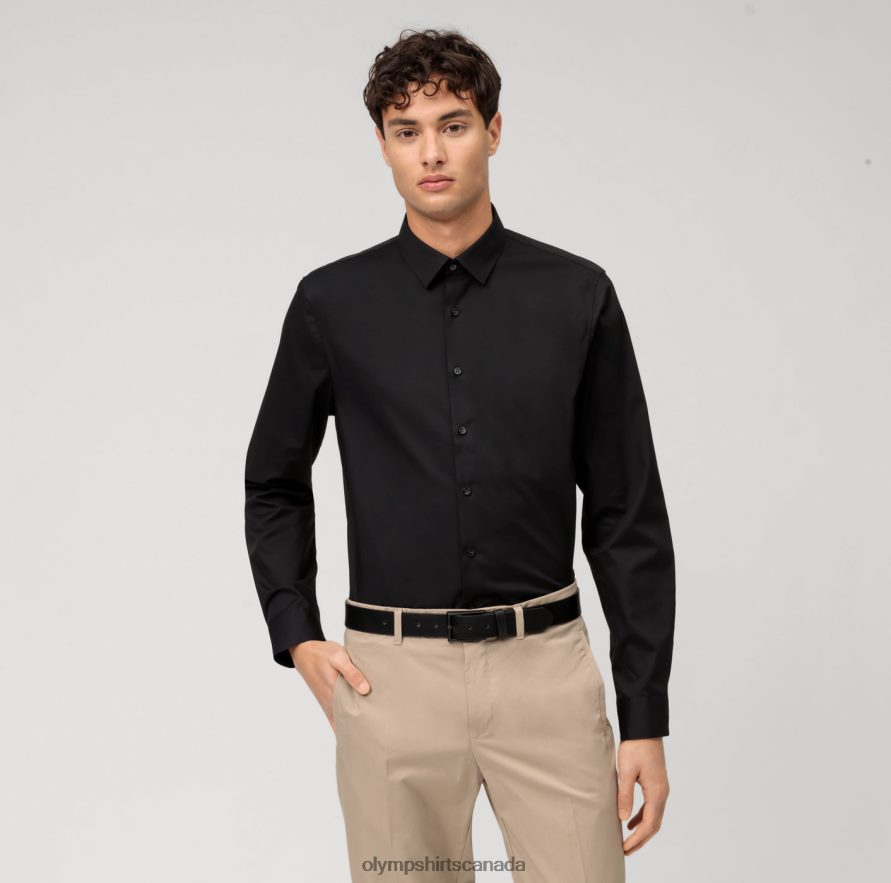 OLYMP No. Six Super Slim, Business Shirt, Urban Kent, Black H2P42H189 Clothing